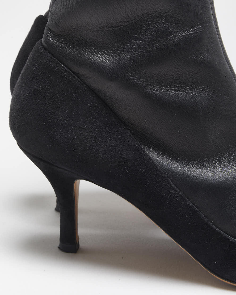 Fall2022 Valentino Garavani Women's Crystal-Embellished Stretch Leather &amp; Suede Mid Heel Sock Boots - UK4