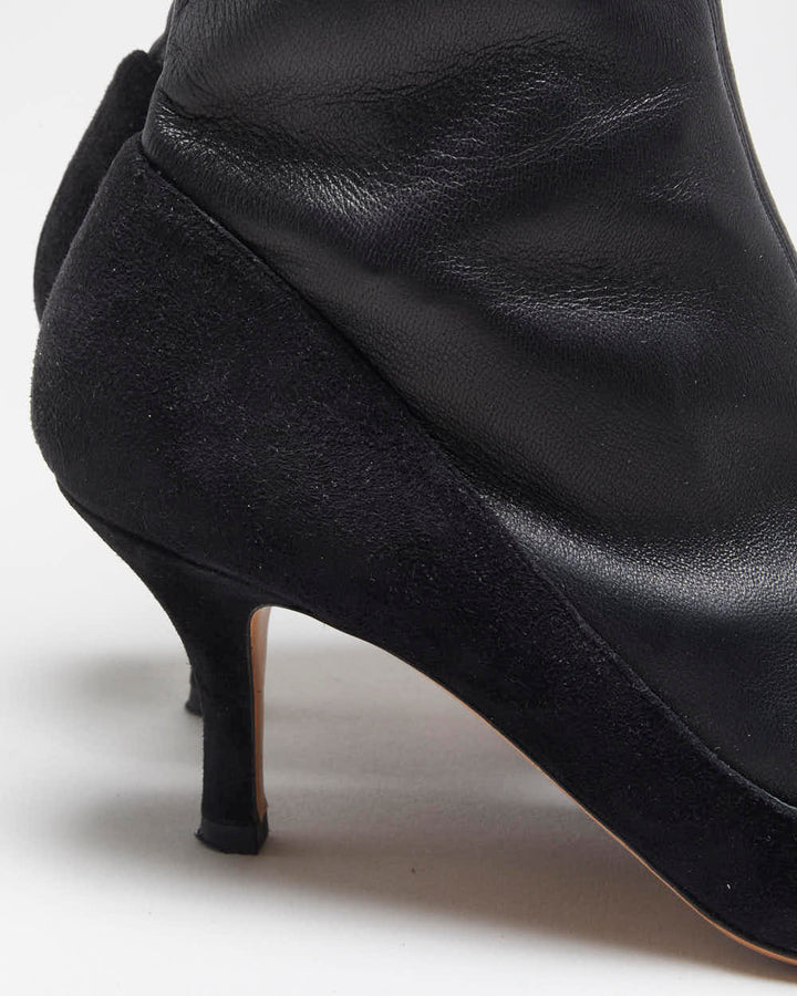 Fall2022 Valentino Garavani Women's Crystal-Embellished Stretch Leather & Suede Mid Heel Sock Boots - UK4