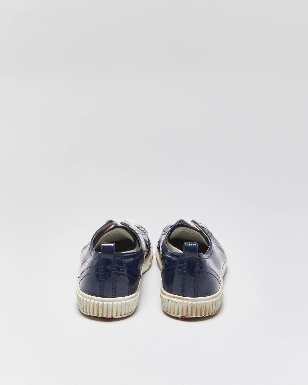 Vintage Y2K 00s Prada Sport Women's Royal Blue Patent Leather Low Top Trainers - UK4