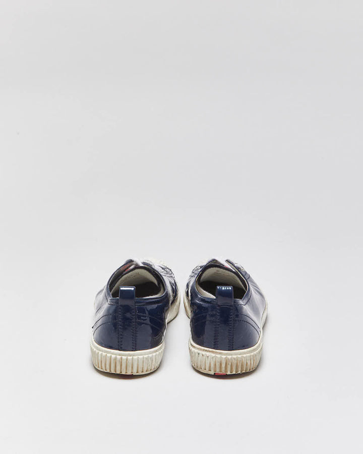 Vintage Y2K 00s Prada Sport Women's Royal Blue Patent Leather Low Top Trainers - UK4
