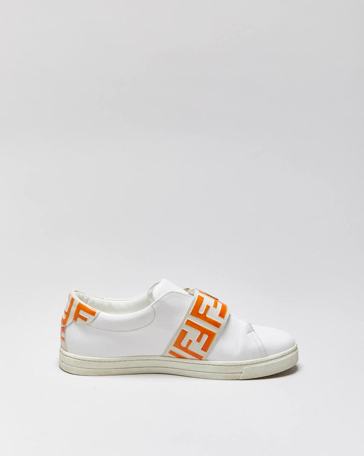 2022 Fendi Signature FF Monogram Strap Buckle Leather Women's Low Top Trainers - UK5.5