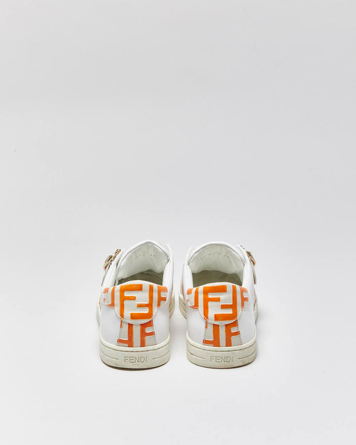 2022 Fendi Signature FF Monogram Strap Buckle Leather Women's Low Top Trainers - UK5.5