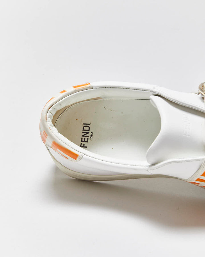 2022 Fendi Signature FF Monogram Strap Buckle Leather Women's Low Top Trainers - UK5.5