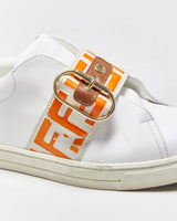 2022 Fendi Signature FF Monogram Strap Buckle Leather Women's Low Top Trainers - UK5.5