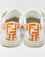 2022 Fendi Signature FF Monogram Strap Buckle Leather Women's Low Top Trainers - UK5.5
