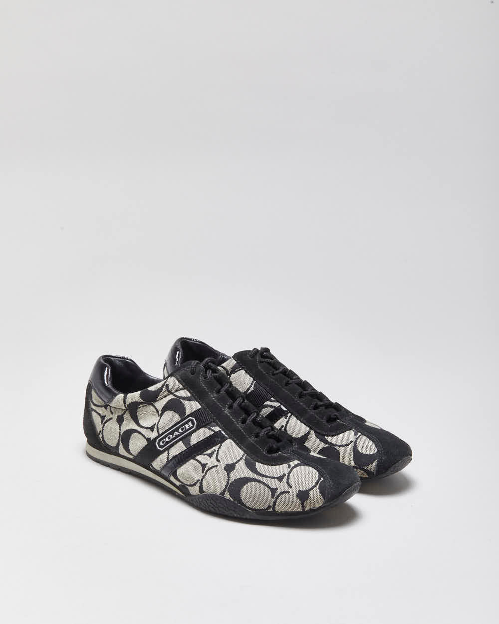 Vintage Y2K 00s Coach Katelyn Signature Monogram Canvas Leather Women's Low Top Trainers - UK6