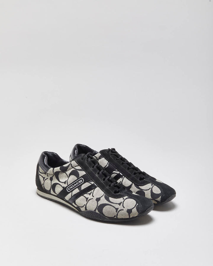 Vintage Y2K 00s Coach Katelyn Signature Monogram Canvas Leather Women's Low Top Trainers - UK6