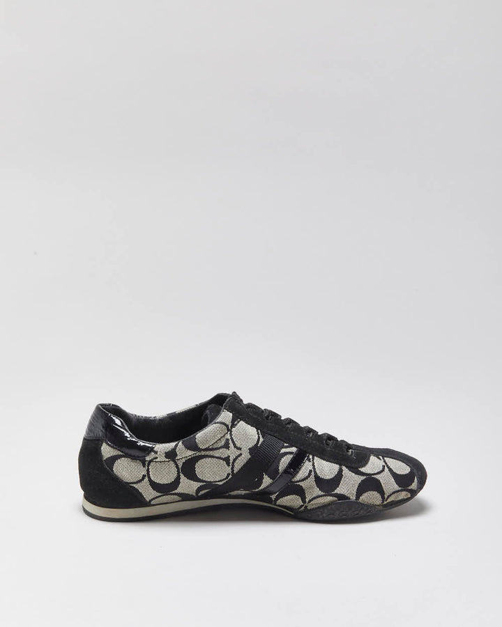 Vintage Y2K 00s Coach Katelyn Signature Monogram Canvas Leather Women's Low Top Trainers - UK6