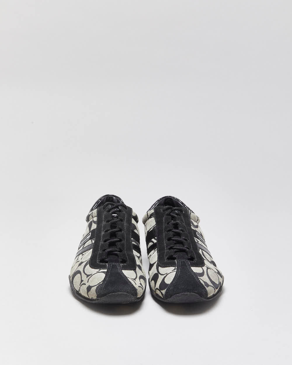 Vintage Y2K 00s Coach Katelyn Signature Monogram Canvas Leather Women's Low Top Trainers - UK6