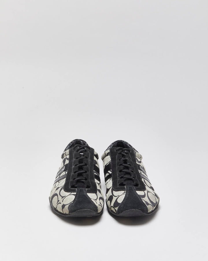 Vintage Y2K 00s Coach Katelyn Signature Monogram Canvas Leather Women's Low Top Trainers - UK6
