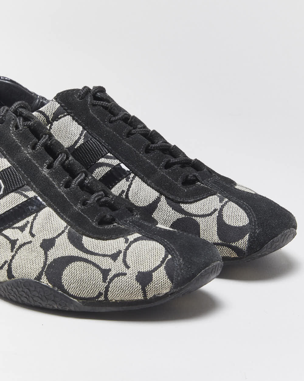 Vintage Y2K 00s Coach Katelyn Signature Monogram Canvas Leather Women's Low Top Trainers - UK6