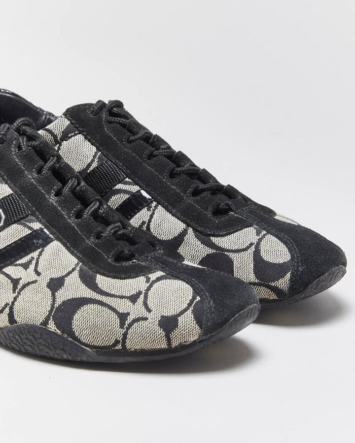 Vintage Y2K 00s Coach Katelyn Signature Monogram Canvas Leather Women's Low Top Trainers - UK6