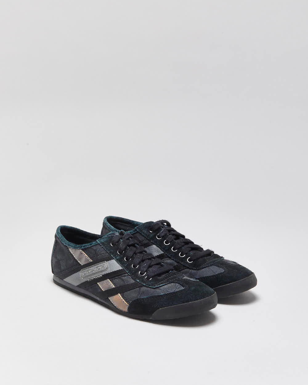 Vintage Coach Yolanda Signature Monogram Canvas Suede Women's Low Top Trainers - UK6.5