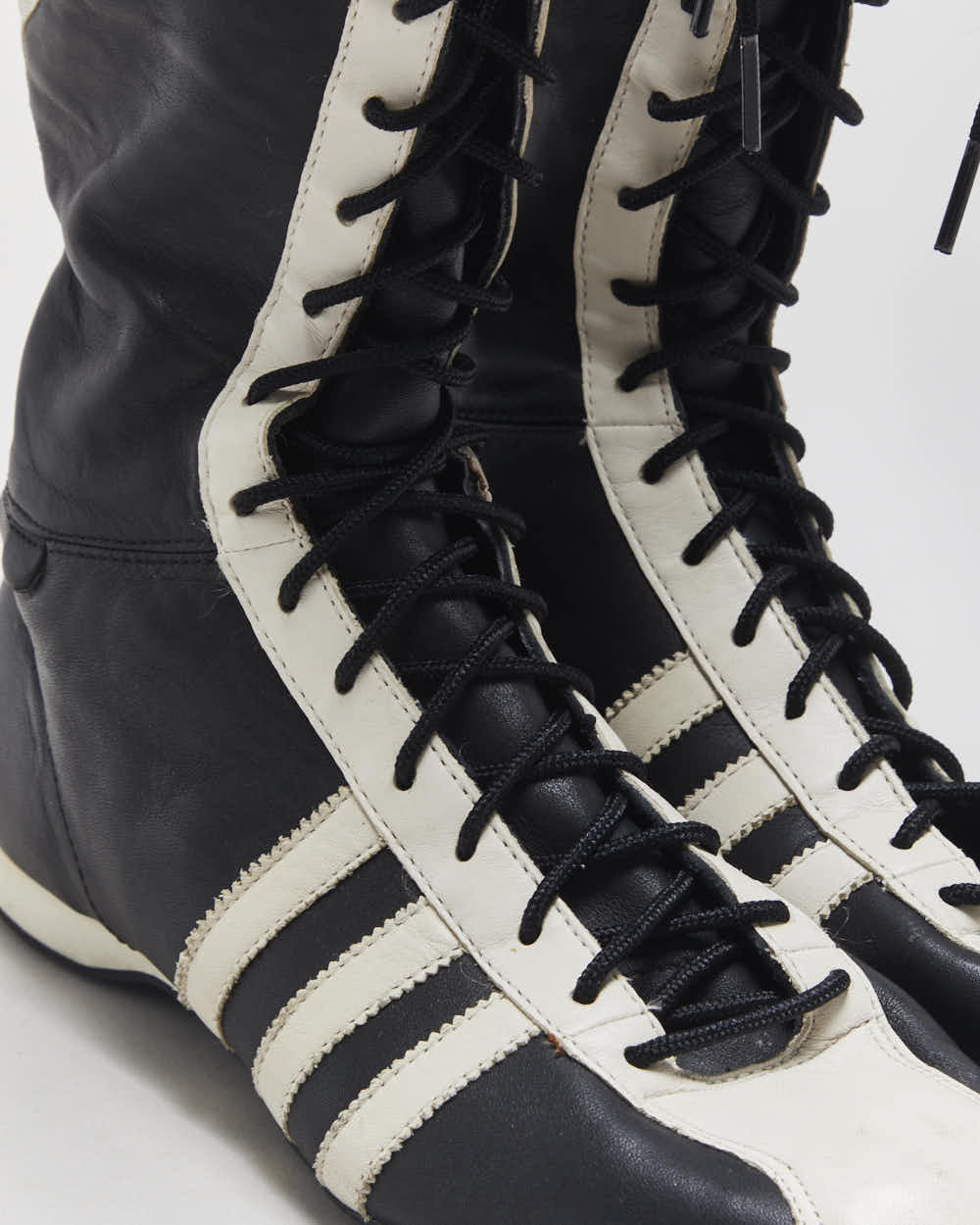 Vintage 2004 Y2K Adidas Originals Santos Leather High-Top Boxing Boots - UK7.5