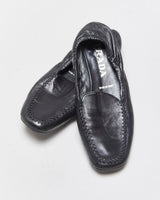Vintage Y2K 00s Prada Women's Calfskin Leather Slip On Scrunch Loafers - UK3