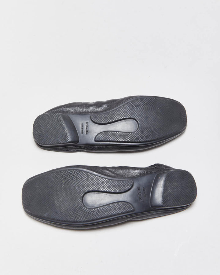 Vintage Y2K 00s Prada Women's Calfskin Leather Slip On Scrunch Loafers - UK3