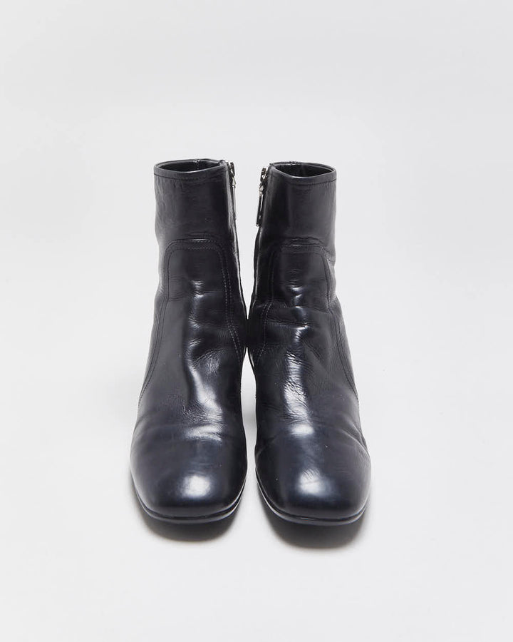 Vintage Y2K 00s Prada Women's Leather Low Heel Ankle Boots - UK3.5