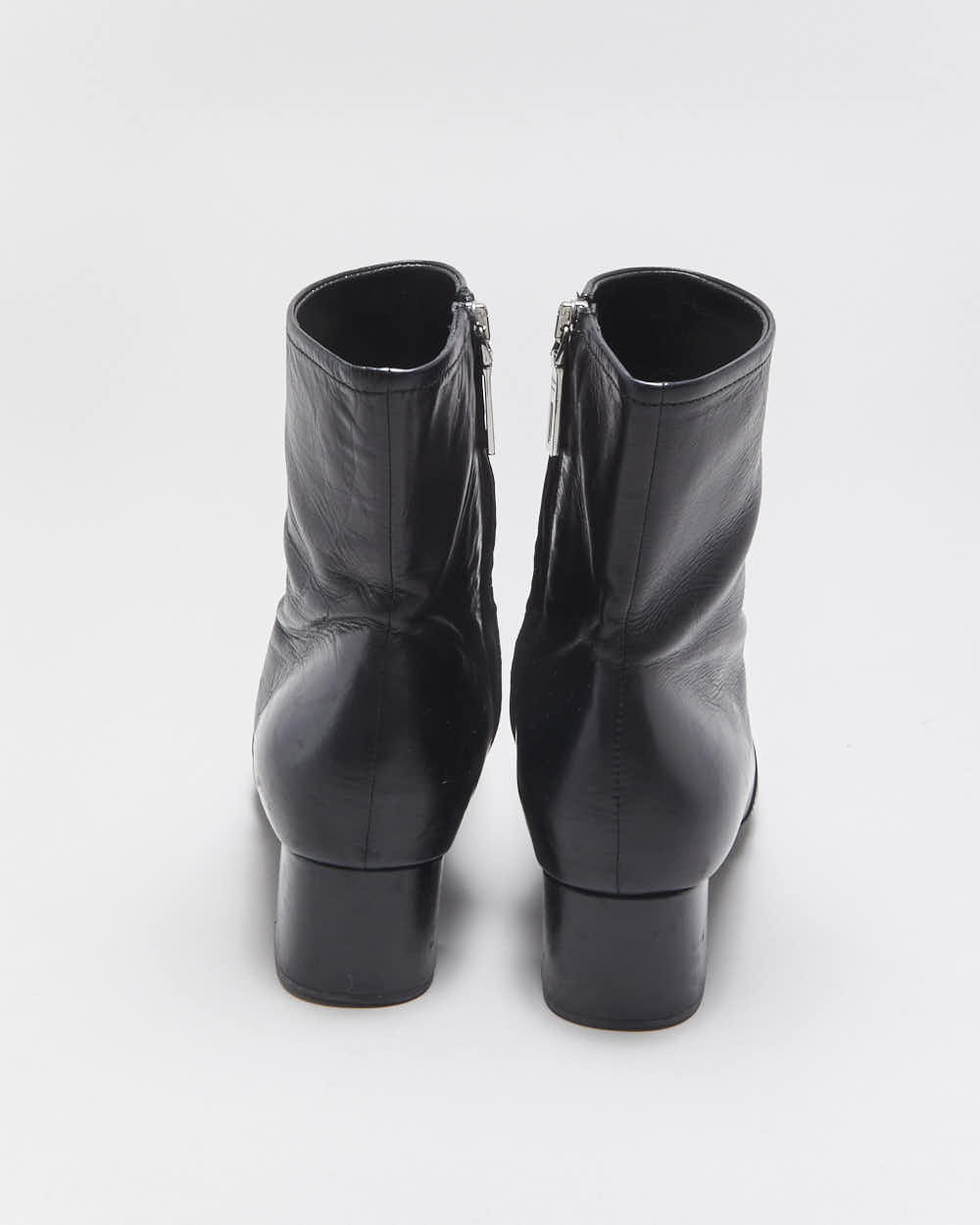 Vintage Y2K 00s Prada Women's Leather Low Heel Ankle Boots - UK3.5