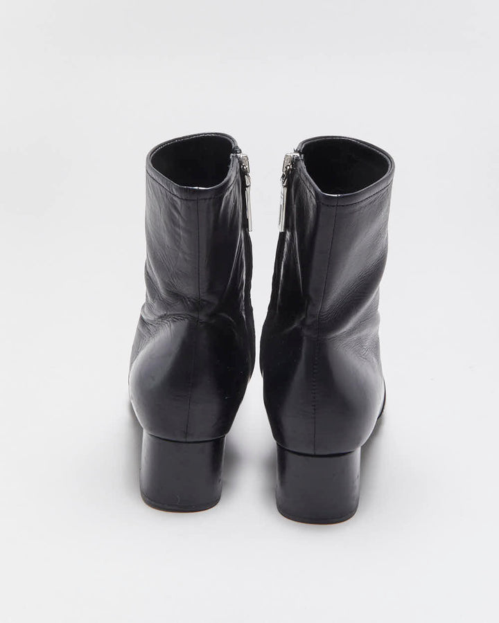 Vintage Y2K 00s Prada Women's Leather Low Heel Ankle Boots - UK3.5