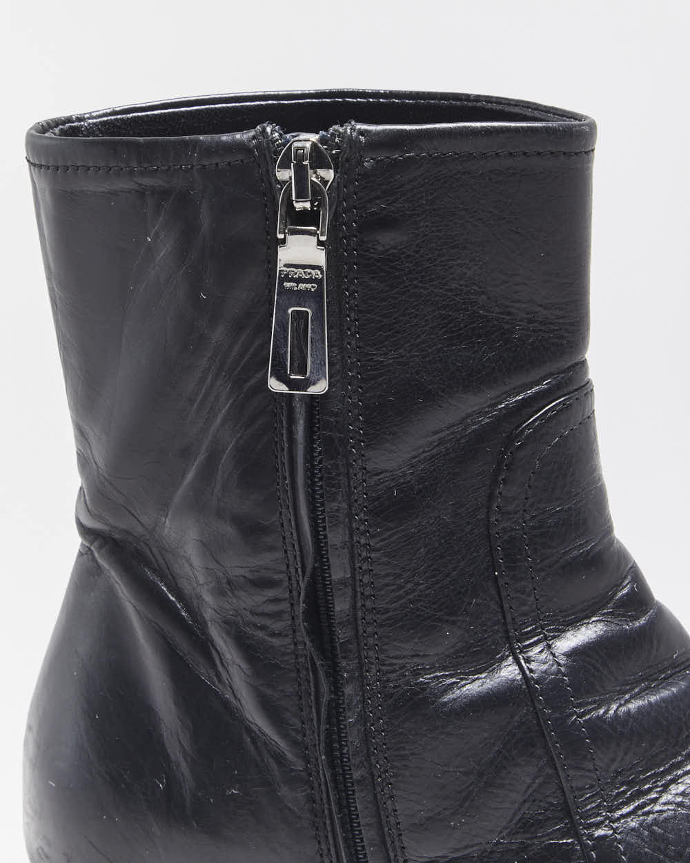 Vintage Y2K 00s Prada Women's Leather Low Heel Ankle Boots - UK3.5