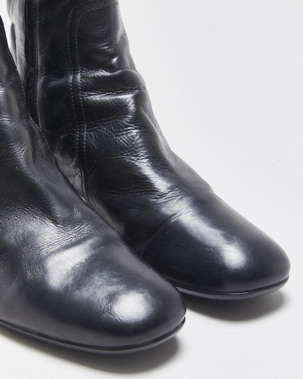 Vintage Y2K 00s Prada Women's Leather Low Heel Ankle Boots - UK3.5