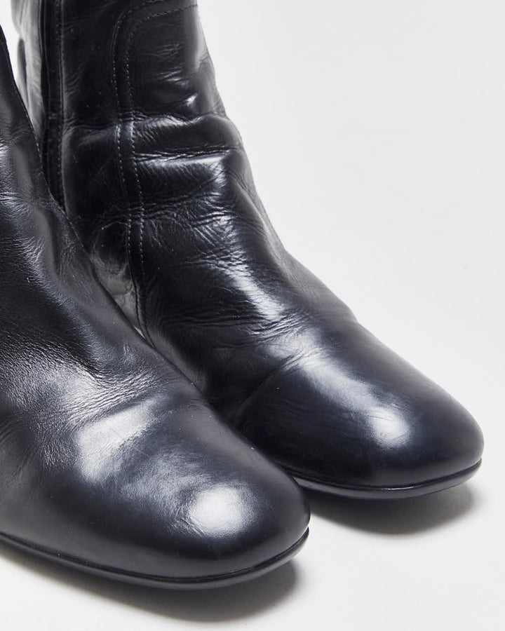 Vintage Y2K 00s Prada Women's Leather Low Heel Ankle Boots - UK3.5