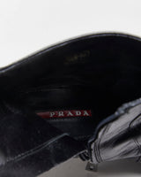 Vintage Y2K 00s Prada Women's Leather Low Heel Ankle Boots - UK3.5