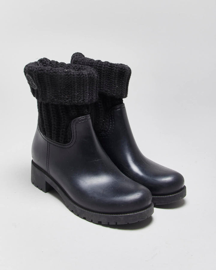 2020 Moncler Ginette Women's Wool Mid-Calf Rubber Rain Boots - UK4