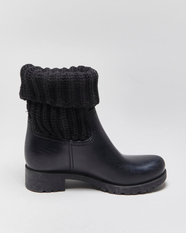 2020 Moncler Ginette Women's Wool Mid-Calf Rubber Rain Boots - UK4