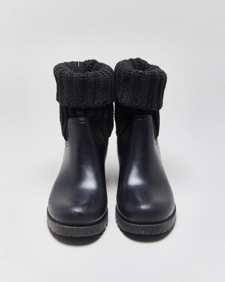 2020 Moncler Ginette Women's Wool Mid-Calf Rubber Rain Boots - UK4