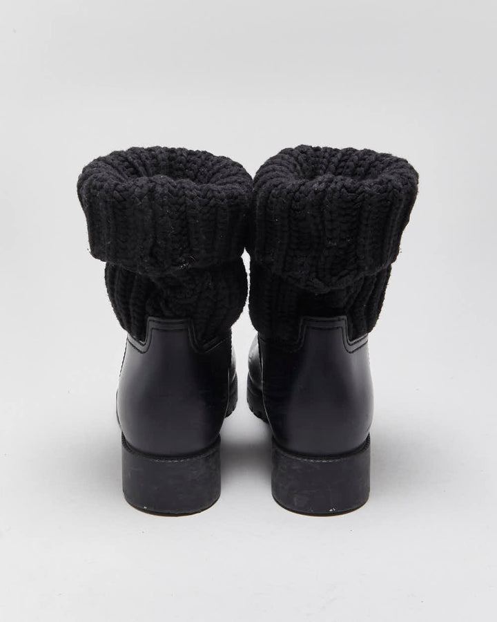 2020 Moncler Ginette Women's Wool Mid-Calf Rubber Rain Boots - UK4