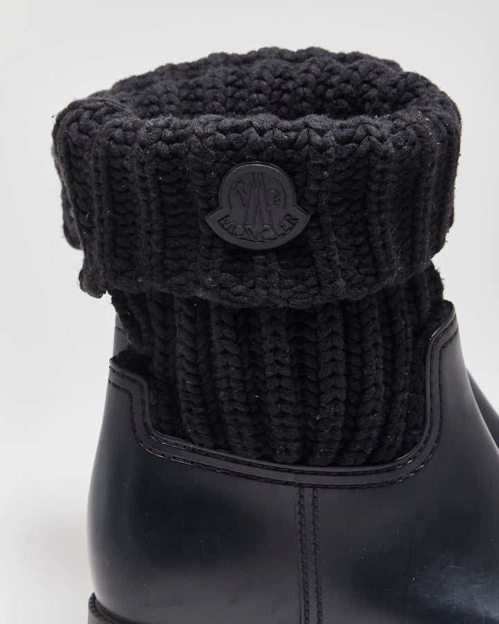 2020 Moncler Ginette Women's Wool Mid-Calf Rubber Rain Boots - UK4