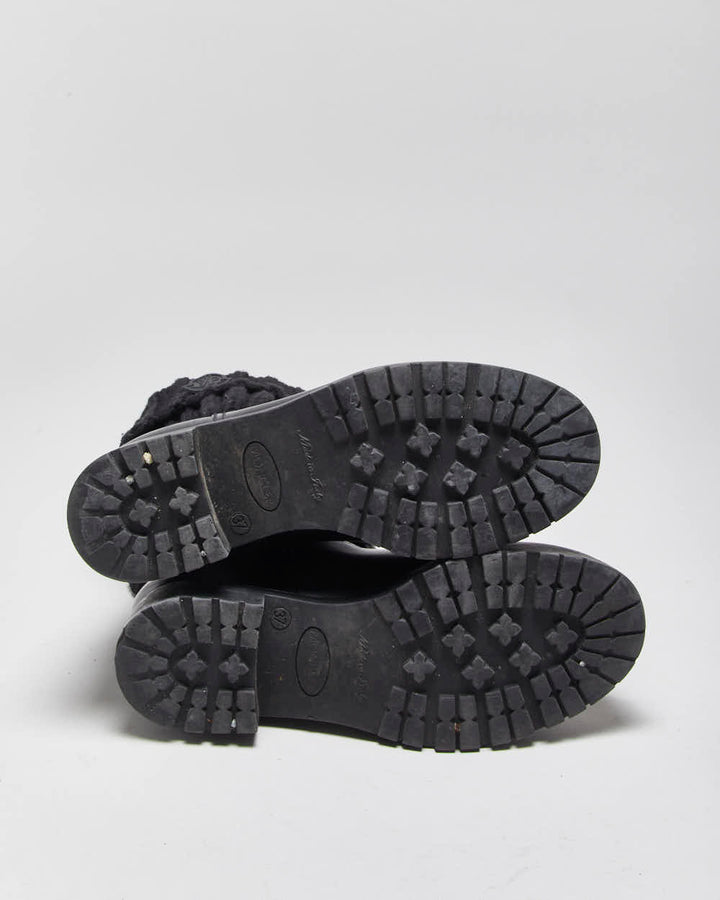 2020 Moncler Ginette Women's Wool Mid-Calf Rubber Rain Boots - UK4