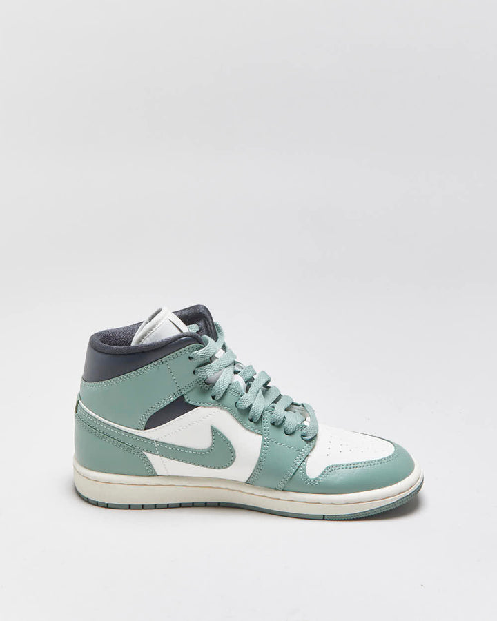DS 2023 Nike Air Jordan 1 Mid 'Jade Smoke ' Women's Leather Trainers - UK4