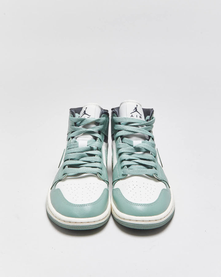 DS 2023 Nike Air Jordan 1 Mid 'Jade Smoke ' Women's Leather Trainers - UK4