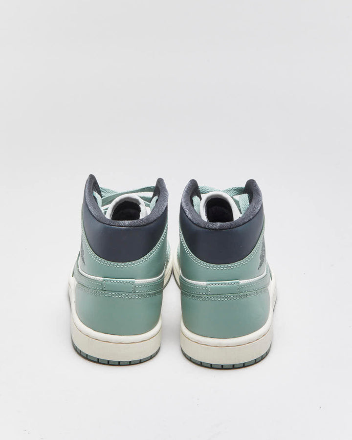DS 2023 Nike Air Jordan 1 Mid 'Jade Smoke ' Women's Leather Trainers - UK4
