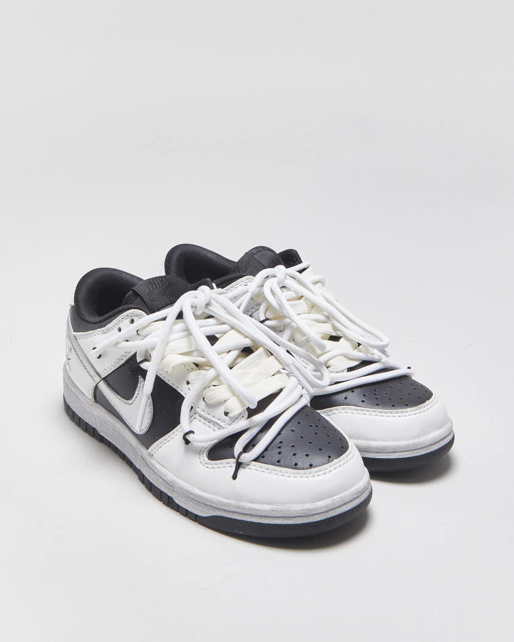 DS 2021 Nike SB Dunk Low Custom 'Dust' Deconstructed Lace Fog Grey Women's Leather Trainers - UK3