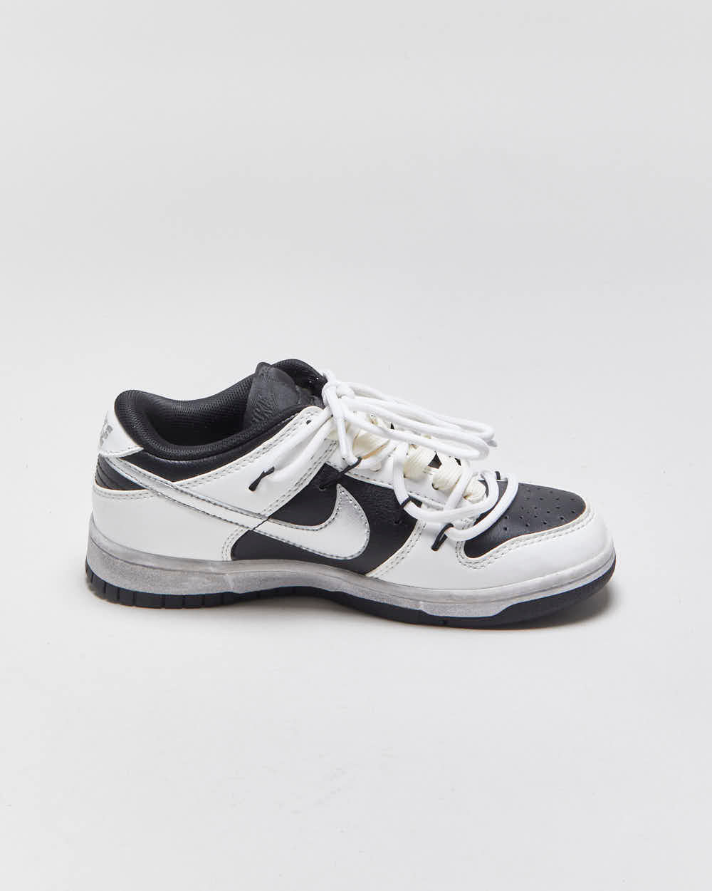 DS 2021 Nike SB Dunk Low Custom 'Dust' Deconstructed Lace Fog Grey Women's Leather Trainers - UK3