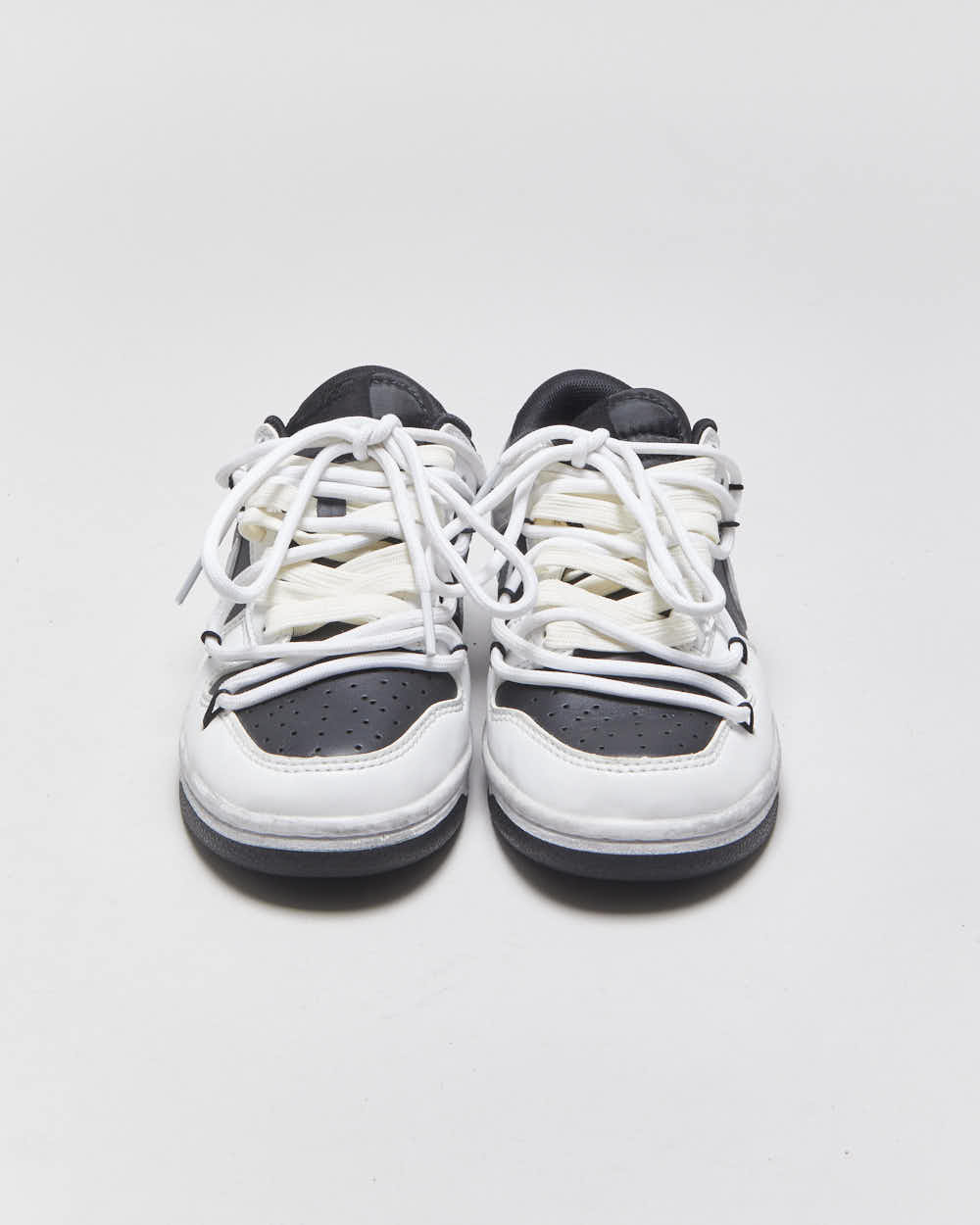 DS 2021 Nike SB Dunk Low Custom 'Dust' Deconstructed Lace Fog Grey Women's Leather Trainers - UK3