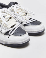 DS 2021 Nike SB Dunk Low Custom 'Dust' Deconstructed Lace Fog Grey Women's Leather Trainers - UK3