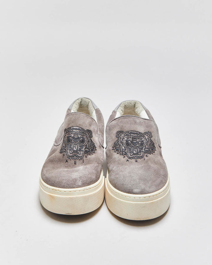 Kenzo Tiger Grey Suede Women's Platform Slip-On Trainers - UK5