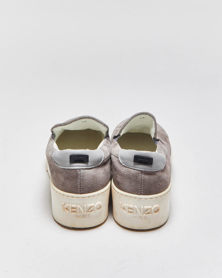 Kenzo Tiger Grey Suede Women's Platform Slip-On Trainers - UK5