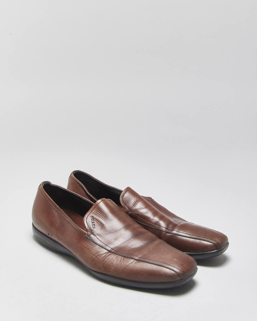 Vintage Y2K 00s Prada Luna Rossa Women's Leather Square-Toe Loafers - UK5.5