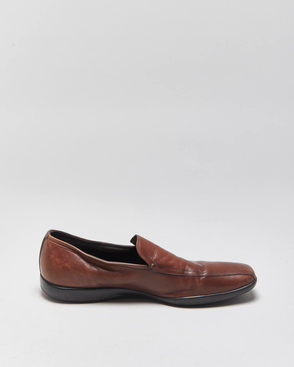 Vintage Y2K 00s Prada Luna Rossa Women's Leather Square-Toe Loafers - UK5.5