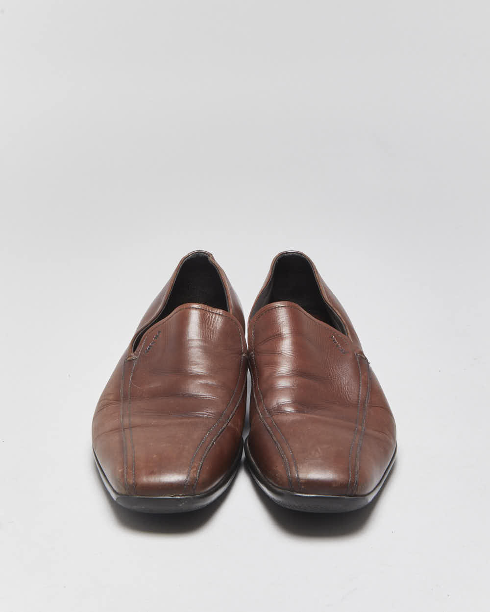 Vintage Y2K 00s Prada Luna Rossa Women's Leather Square-Toe Loafers - UK5.5