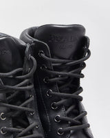 AW2020 Prada Women's Black Leather Lace Up Block Heel Combat Ankle Boots - UK2