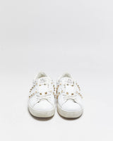 2022 Valentino Rockstud Untitled Women's Calfskin Leather Embellished Low Trainers - UK5