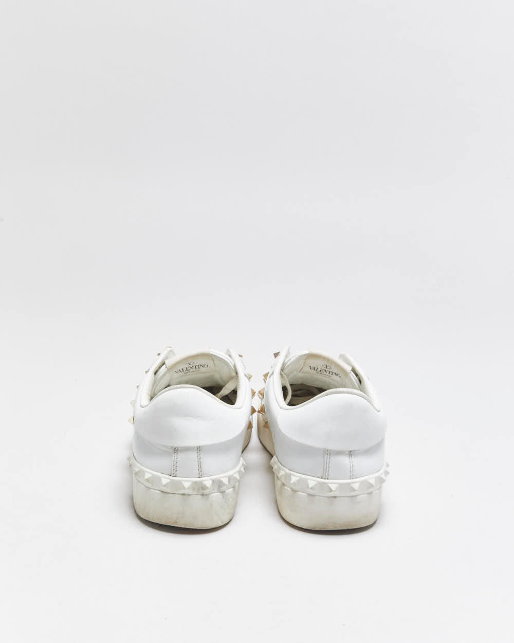 2022 Valentino Rockstud Untitled Women's Calfskin Leather Embellished Low Trainers - UK5