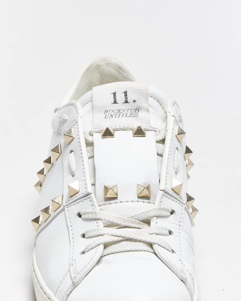 2022 Valentino Rockstud Untitled Women's Calfskin Leather Embellished Low Trainers - UK5