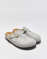 DS Birkenstock Boston Dotted Stone Coin Embossed Grey Suede Women's Clogs - UK6